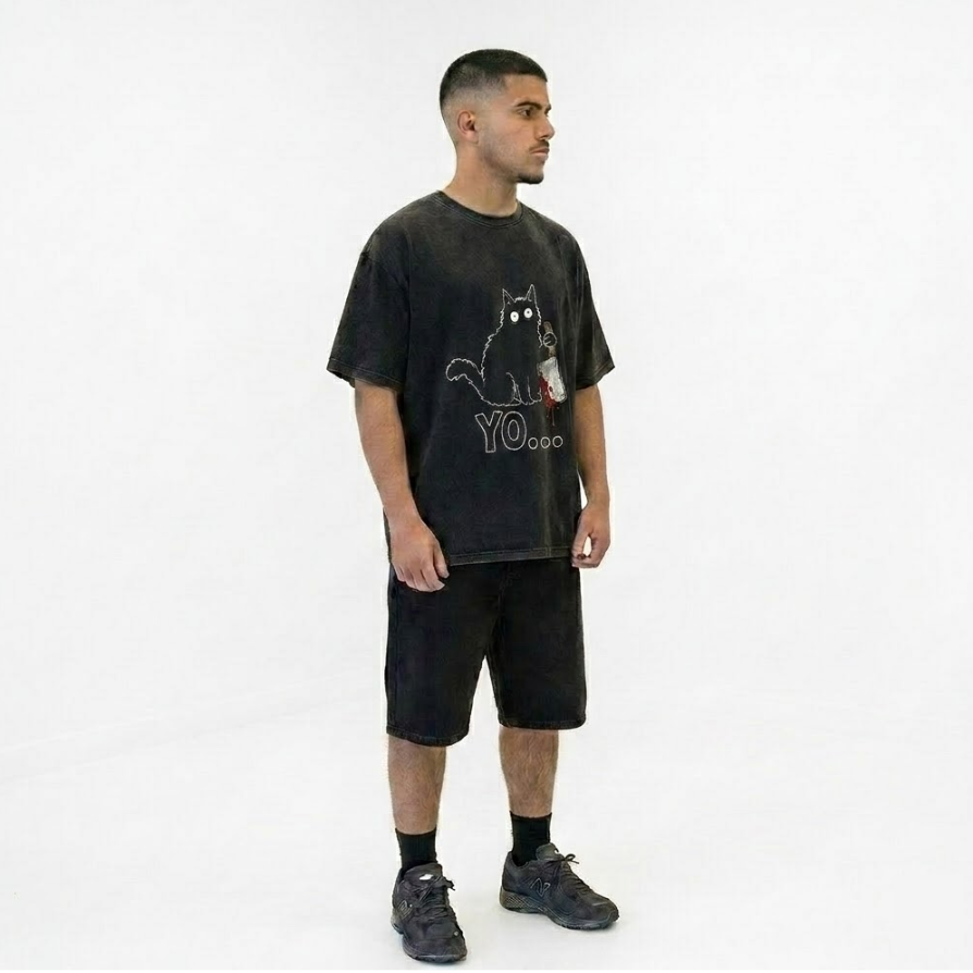 "YO..." Heavyweight Cat Tee