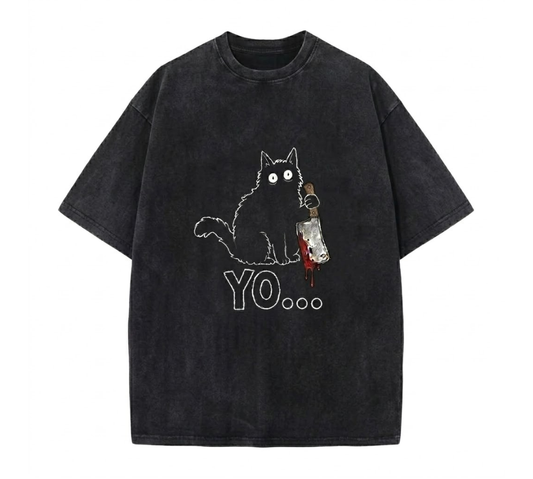 "YO..." Heavyweight Cat Tee